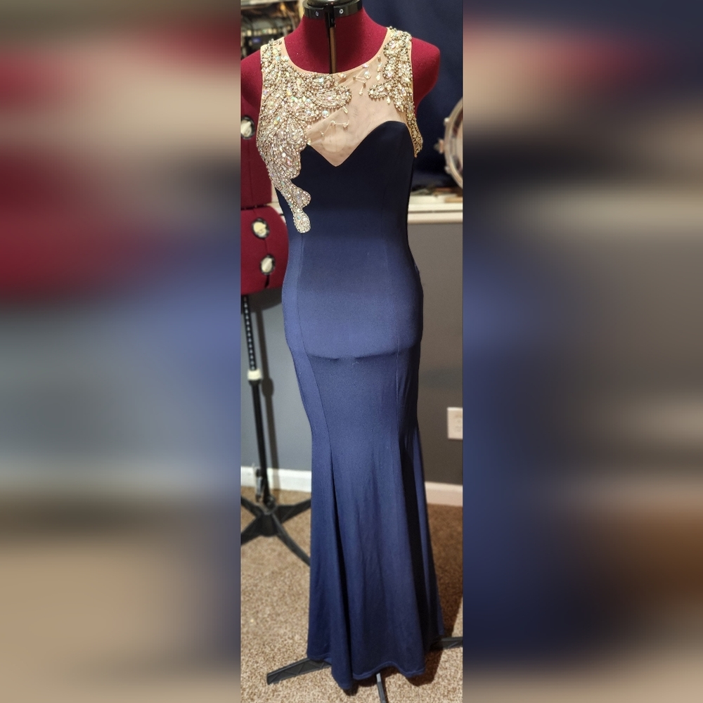 Size 7 Navy blue with rhinestone accents